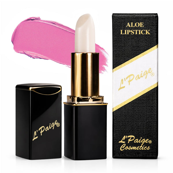 L’Paige Color-Changing WHITE Lipstick transforming from pure white to soft rose-pink with Aloe Vera moisturizing satin finish and long-lasting lip stain-like wear.