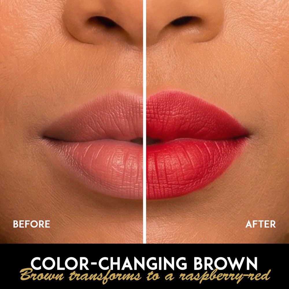L'Paige Color-Changing Brown Lipstick | Moisturizing Raspberry-Red Lip Stain with Aloe Vera