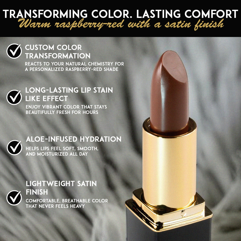 L'Paige Color-Changing Brown Lipstick | Moisturizing Raspberry-Red Lip Stain with Aloe Vera