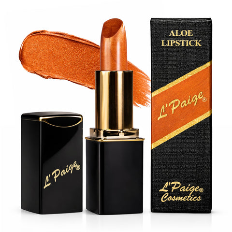 L’Paige Frosted Copper Lipstick (L05) in warm copper-bronze shimmer with a frosted metallic finish.